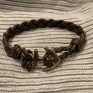 James Avery, anchor and brown leather bracelet